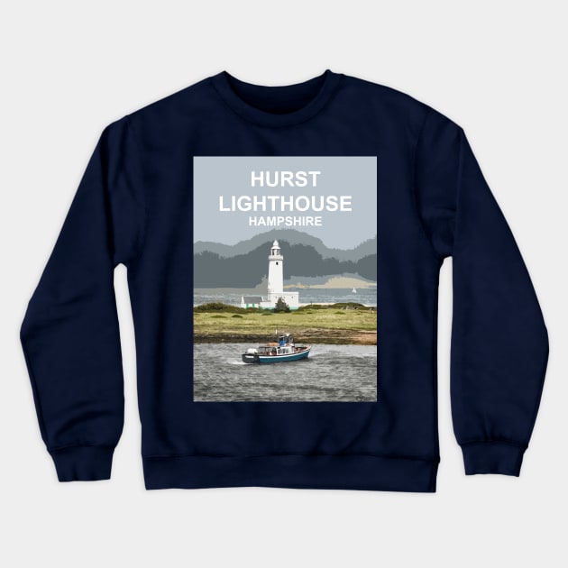 Hurst Lighthouse Hampshire gift. Travel poster Crewneck Sweatshirt by BarbaraGlebska